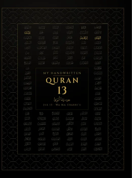 Cover of juz 13, Wa Ma Ubarri'u